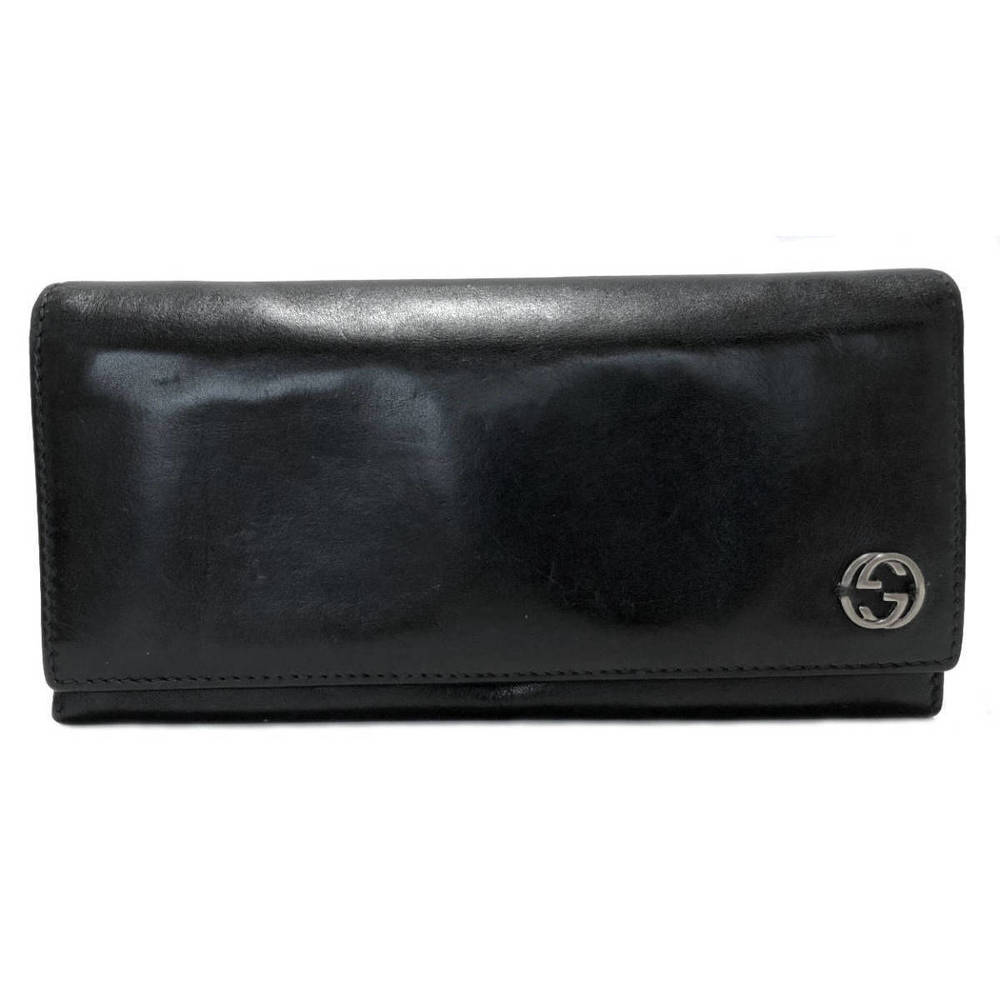 Gucci Interlocking Long Bifold Black Leather Gg G… - image 1